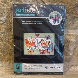 NEW SEALED Zweigart Artiste Mini Butterflies Cross Stitch Complete Kit #108863